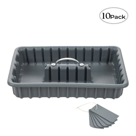 American Built Pro Pro-Grade Tool Tote, Polyethylene, Gray, 17 in W x 11-1/4 in D x 3 in H, 10 PK T1000 P10